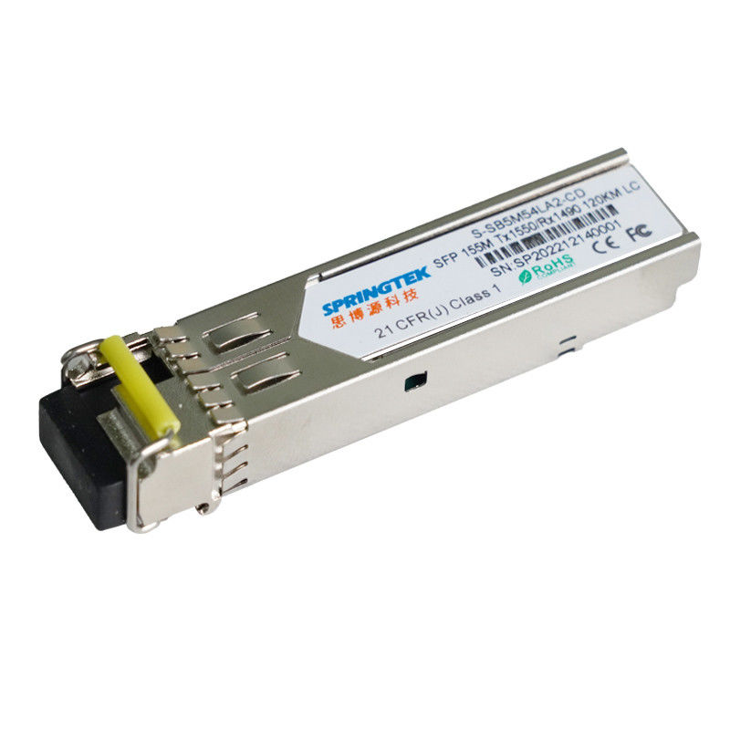 Module optique industriel compatible de fibre de la marque 155M Single Mode BiDi 120km LC Tx1550/Rx1490nm DDM SFP