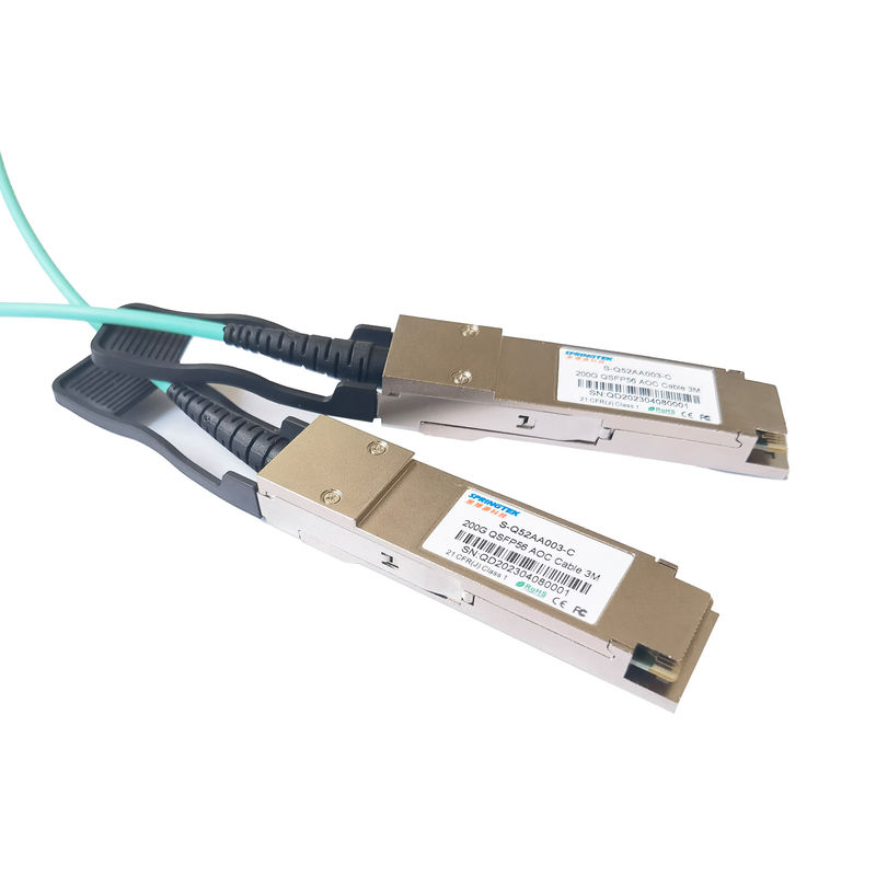 200G QSFP56 QSFP56 à l'utilisation optique active de corde de correction de fibre du câble à fibres optiques AOC OM3 pour l'équipement de Data Center