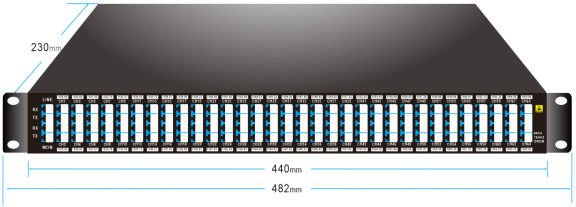 75GHz 64CH 1528.68nm-1566.42nm DWDM MUX DEMUX avec le support du port LC/UPC 1U de moniteur